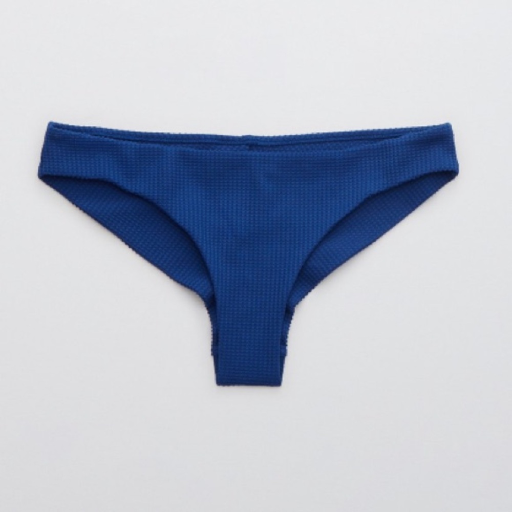 Blue Textured Bikini Bottom